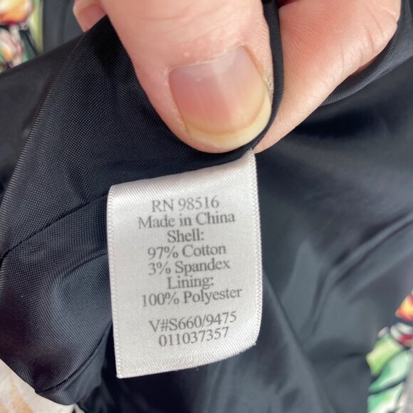 Coldwater Creek Jacket Womens 10 Green Multi Floral Pockets Ruched 3/4 Sleeves - Picture 6 of 10